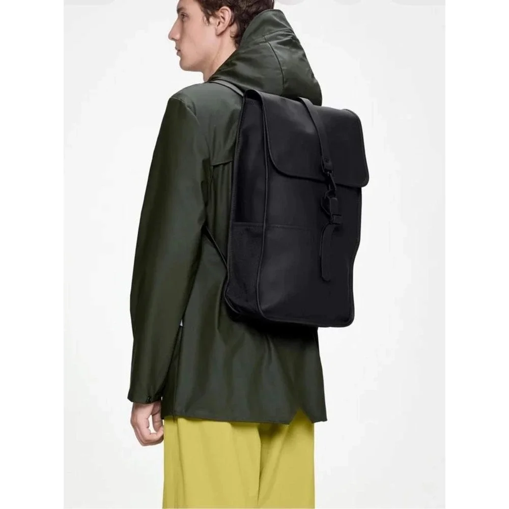 NEW Rains Backpack W3 Unisex Black Waterproof Minimalist Laptop Bag 13000